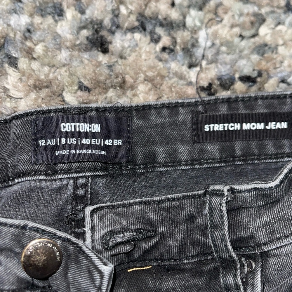 Cotton-On Stretch Mom Jeans Faded Black Size 8